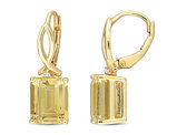 6.26 Carat (ctw) Octagon Citrine and White Topaz Dangle Earrings in Yellow Sterling Silver