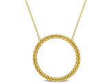 1.40 Carat (ctw) Citrine Open Circle Pendant Necklace in 10K Yellow Gold with Chain