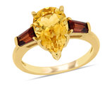 3.50 Carat (ctw) Citrine and Garnet Ring in 14K Yellow Gold