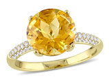 3.34 Carat (ctw) Citrine and Diamond Ring in 14K Yellow Gold with Diamonds