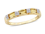 1/3 Carat (ctw) Citrine and Diamond Band Ring in 10K Yellow Gold