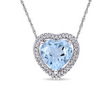 4.30 Carat (ctw) Blue Topaz Heart Pendant Necklace in 10K White Gold with Chain