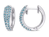 1.04 Carat (ctw) London Blue Topaz Hoop Earrings in 10K White Gold