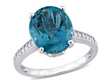 5.07 Carat (ctw) London Blue Topaz Ring in 14K White Gold with Diamonds