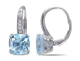 5.00 Carat (ctw) Blue Topaz Drop Leverback Earrings in 10K White Gold