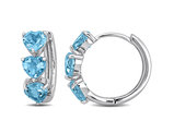 2.88 Carat (ctw) Blue Topaz Heart Hoop Earrings in Sterling Silver