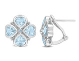 4.40 Carat (ctw) Blue Topaz Flower Stud Earrings in Sterling Silver