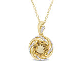 1.85 Carat (ctw) Citrine Swirl Pendant Necklace in Yellow Sterling Silver with Chain and White Topaz