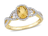 3/4 Carat (ctw) Citrine and White Sapphire Ring in 10K Yellow Gold with Diamonds