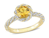 3/4 Carat (ctw) Citrine Swirl Ring in 14K Yellow Gold with Diamonds 1/4 Carat (ctw)