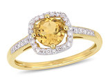 3/4 Carat (ctw) Cushion-Cut Citrine Halo Ring in 10K Yellow Gold with Diamonds