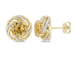 3.98 Carat (ctw) Citrine and White Topaz Halo Earrings in Yellow Sterling Silver