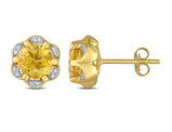 1.52 Carat (ctw) Citrine Halo Stud Earrings in 14K Yellow Gold