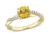 1.00 Carat (ctw) Citrine CrossOver Ring in 14K Yellow Gold with Diamonds