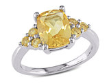 1.99 Carat (ctw) Cushion-Cut Citrine Ring in Sterling Silver