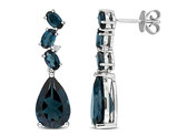 9.10 Carat (ctw) London Blue Topaz Drop Earrings in 10K White Gold