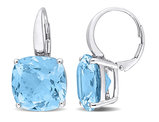 23.28 Carat (ctw) Blue Topaz Drop Leverback Earrings in 14K White Gold