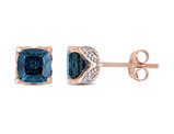 2.20 Carat (ctw) London Blue Topaz Solitaire Earrings in 10K Rose Pink Gold