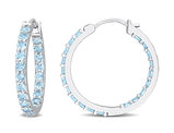 3.20 Carat (ctw) Blue Topaz Hoop Earrings in Sterling Silver