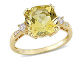 3.50 Carat (ctw) Cushion-Cut Citrine Ring in 10K Yellow Gold