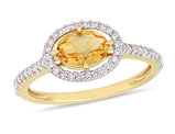 3/4 Carat (ctw) Oval-Cut Citrine Halo Ring in 10K Yellow Gold with Diamonds