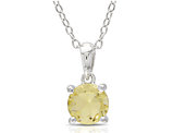 3/4 Carat (ctw) Citrine Solitaire Round Pendant Necklace in Sterling Silver with Chain