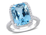 9.00 Carat (ctw) Sky Blue Topaz and White Topaz Ring in Sterling Silver