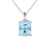 7.45 Carat (ctw) Blue Topaz Solitaire Pendant Necklace in Sterling Silver with Chain