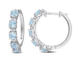 3.00 Carat (ctw) Blue Topaz Hoop Earrings in Sterling Silver