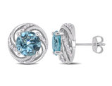 4.98 Carat (ctw) Blue Topaz and White Topaz Swirl Earrings in Sterling Silver