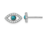 Sterling Silver Evil Eye Charm Earrings with Compressed Turquoise and Synthetic Cubic Zirconias