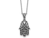 Sterling Silver Filigree Hamsa Pendant Necklace with Chain