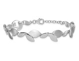 Sterling Silver Polished Brushed Leaf Bracelet 7.5 Inches