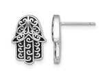 Sterling Silver Hamsa Filigree Earrings