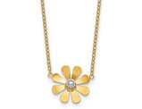 14K Yellow and White Gold Flower Pendant Necklace Charm with Chain