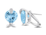 14.00 Carat (ctw) Blue Topaz Heart Earrings in 14K White Gold