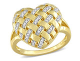 1/8 Carat (ctw) Diamond Lattice Heart Ring in Yellow Sterling Silver