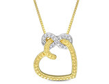 Diamond Accent Infinity Heart Pendant Necklace in Yellow Sterling Silver with Chain