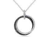 Accent Diamond Circle Pendant Necklace in Sterling Silver with Chain