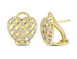 1/4 Carat (ctw) Diamond Heart Earrings in Yellow Sterling Silver