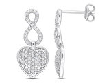 1/4 Carat (ctw) Diamond Infinity Heart Dangle Earrings in Sterling Silver