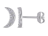 1/10 Carat (ctw) Diamond Crescent Moon Earrings in Sterling Silver