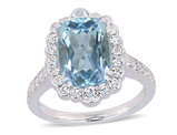 5.89 Carat (ctw) Blue and White Topaz Halo Ring in Sterling Silver