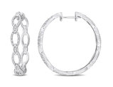 1/4 Carat (ctw) Diamond Hoop Earrings in Sterling Silver