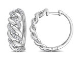 1/2 Carat (ctw) Diamond Oval Link Hoop Earrings in Sterling Silver