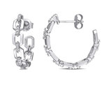 1/8 Carat (ctw) Diamond Link Hoop Earrings in Sterling Silver