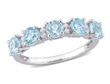 1.50 Carat (ctw) Blue Topaz Five Stone Band Ring in Sterling Silver