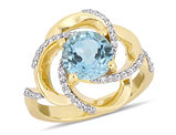 2.57 Carat (ctw) Blue and White Topaz Swirl Ring in Yellow Plated Sterling Silver