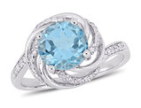 2.49 Carat (ctw) Blue and White Topaz Swirl Ring in Sterling Silver