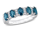 1.50 Carat (ctw) Blue Topaz Five Stone Band Ring in 14K White Gold